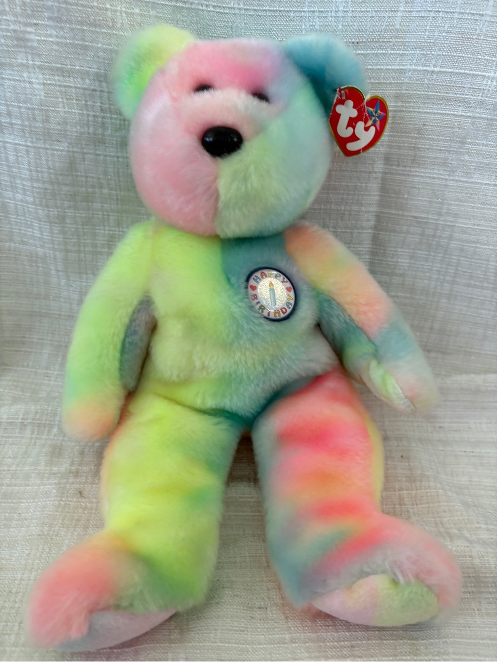 Ty Multicolor Pastel Rainbow Bear Plush